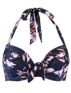 12900 Pour Moi Orchid Luxe Halter Bikini Top - 12900 Navy/Pink
