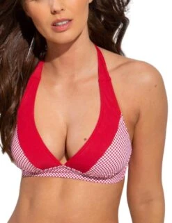 182063 Pour Moi Positano Halterneck Bikini Top - 182063 Red/White -FANTASIE Shop 279984 20211108145100
