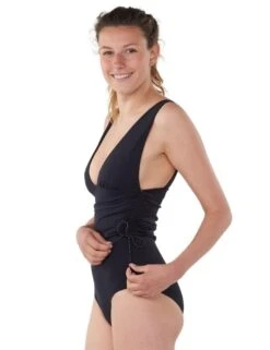 R18231 Maison Lejaby Drape V Neck Swimsuit - R18231 Black