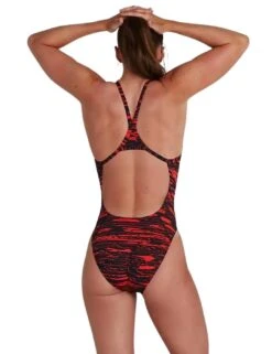 Speedo Allover Turnback Swimsuit - 811716F869 Black/Red