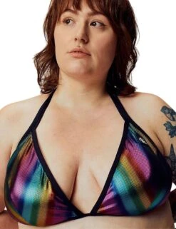 KW0KW01828 Calvin Klein Pride Plus Size Triangle Bikini Top - KW0KW01828 Rainbow Gradient Black