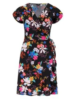 26837 Pour Moi EcoVero Frill Wrap Dress - 26837 Black Tropical -FANTASIE Shop 362588 20230112103800