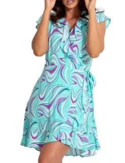 26837 Pour Moi EcoVero Frill Wrap Dress - 26837 Aquaburst -FANTASIE Shop 376890 20230426125700