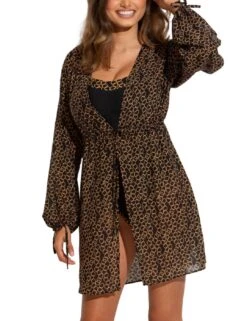 91070 Pour Moi Recycled Chiffon Tie Sleeve Kimono - 91070 Gold Chain -FANTASIE Shop 376927 20230426134100