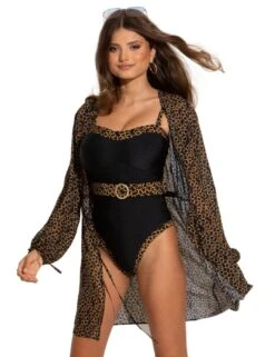 91070 Pour Moi Recycled Chiffon Tie Sleeve Kimono - 91070 Gold Chain