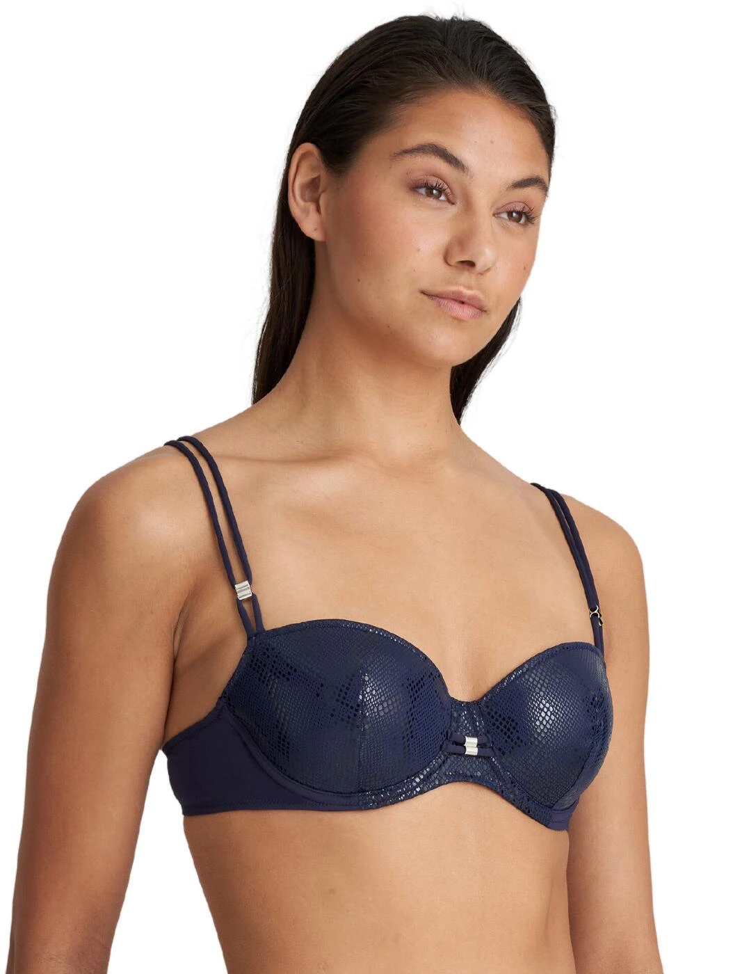 1005519 Marie Jo San Domino Padded Balcony Bikini Top - 1005519 Evening Blue 3 1005519 Marie Jo San Domino Padded Balcony Bikini Top - 1005519 Evening Blue - Image 3